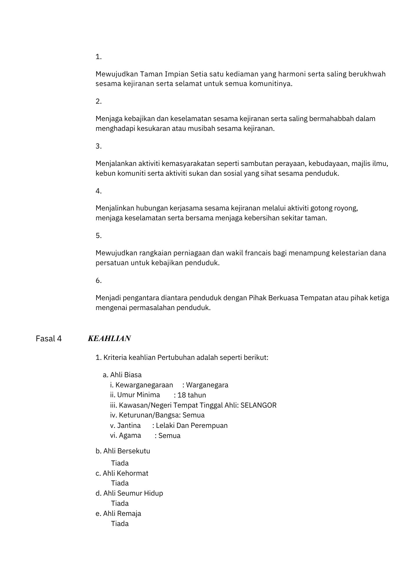 Perlembagaan EROS PERSATUAN KOMUNITI IMPIAN SETIA SAUJANA IMPIAN 2026